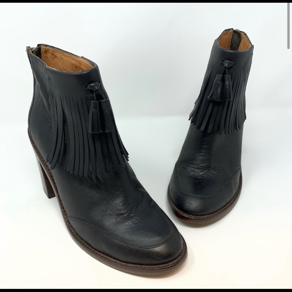 Madewell Black Adi Fringed Ankle Boot, Sz 7.5